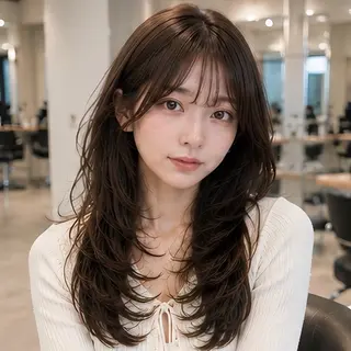 ロング カラー 縮毛矯正/レイヤー/ 前髪カット/おばかんのヘアスタイル
