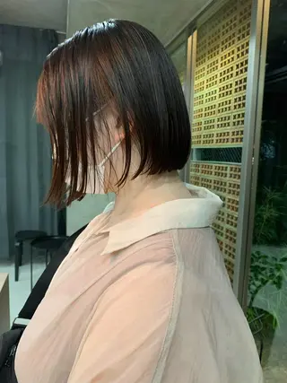 ショート カラー ボブパーマコテ巻き風 パーマNo1深江秀平のヘアスタイル