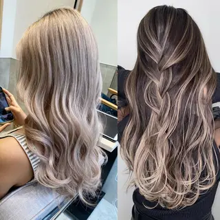 セミロング カラー ブリーチ 透明感HIDEのヘアスタイル