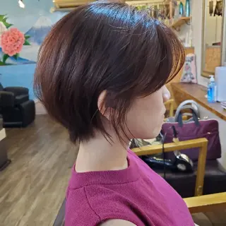 ショート カラー パーマ 韓国風レイヤーカット 上手く丁寧早い/マツのヘアスタイル