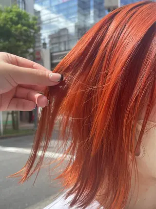 ミディアム カラー ボブ/暖色カラー コウボヒカルのヘアスタイル