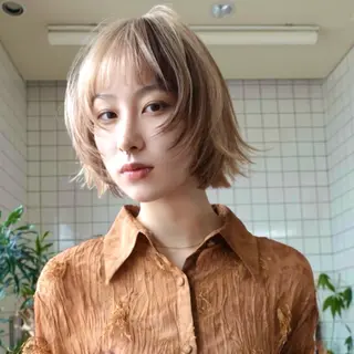 ミディアム カラー レイヤーカット ボブ 渋谷のヘアスタイル