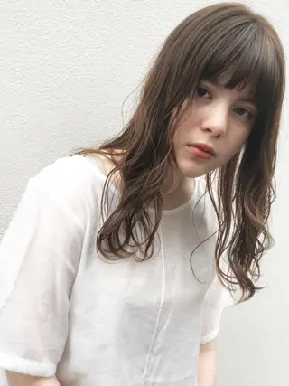 ミディアム カラー パーマ 透明感・艶カラー/ 坂田友梨奈のヘアスタイル