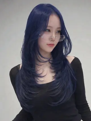 ロング カラー ヘアアレンジ 韓国レイヤーカット /韓国トレンドカラーのヘアスタイル