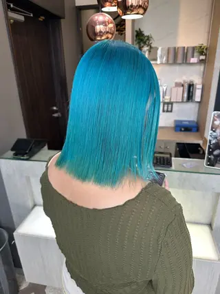 セミロング カラー 天神暖色カラー レイヤー・髪質改善のヘアスタイル
