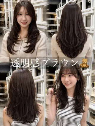 セミロング 恵比寿韓国レイヤー× 艶透明感カラー大場のヘアスタイル
