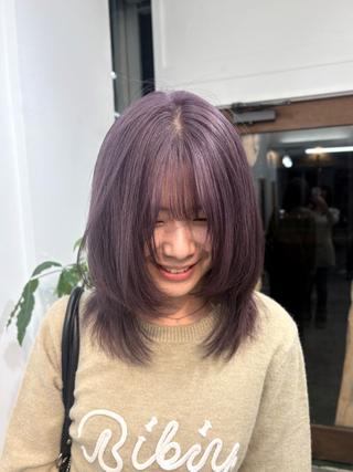 ミディアム カラー ゆあん🧼 ハイトーン|ブリーチのヘアスタイル