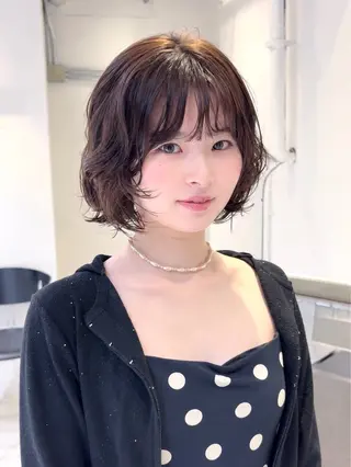 ショート パーマ レイヤーカット🍏 オリーブ/ののかのヘアスタイル