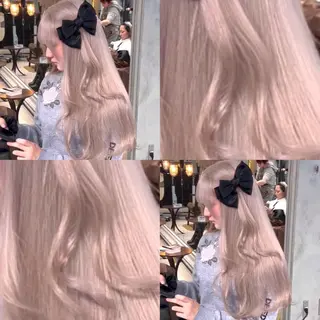 ロング カラー ヘアアレンジ 🧸ブリーチ特化/前 髪/しょうじりか🎀のヘアスタイル