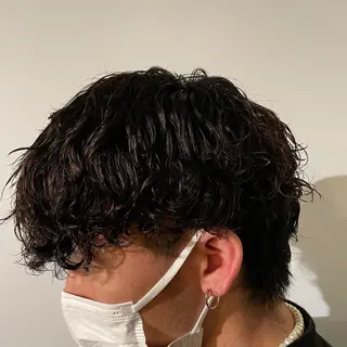 パーマ メンズ 顔まわり/W カラー/リョウのヘアスタイル