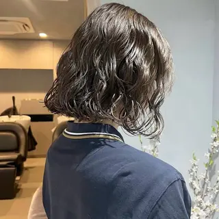 ミディアム カラー パーマ akane/オリーブ /ボブパーマのヘアスタイル
