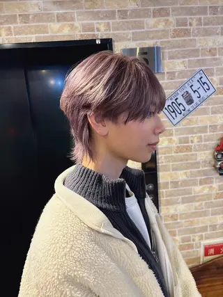 カラー メンズ メンズ特化シャドウパ ーマラウンドマッシュのヘアスタイル
