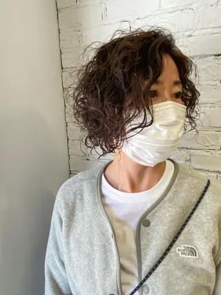 ミディアム パーマ 原一真/ 外国人ショートヘアのヘアスタイル