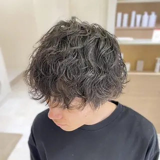 ショート パーマ メンズ 前髪XP/艶カラー /🎀Ayuka🎀のヘアスタイル
