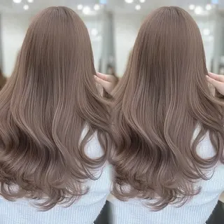 ロング 顔まわりレイヤー/諒 オリーブカラー/天神のヘアスタイル