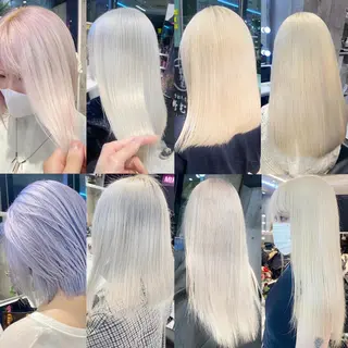 ショート カラー メンズ アイブロウ JuNブリーチに 縮毛矯正するプロのヘアスタイル