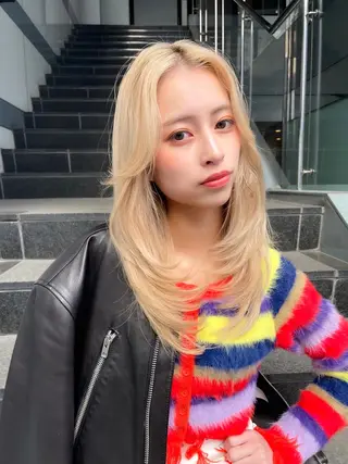 ミディアム 韓国✖️網紅🖤 パーマYURIYAのヘアスタイル