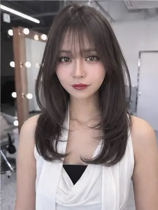 セミロング カラー ✨レイヤー/韓国 ヘア/✨ハルのヘアスタイル