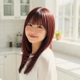 セミロング パーマ カラー なつみ ⭐︎La  Paceのヘアスタイル