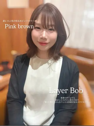 ミディアム カラー 𝘈𝘐𝘙𝘐♡ レイヤーカットのヘアスタイル
