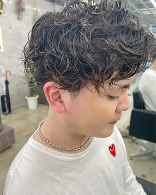ショート パーマ メンズ 艶髪/透明感カラー tawadaのヘアスタイル