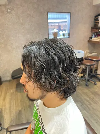 ロング パーマ メンズ 田中 識啓のヘアスタイル