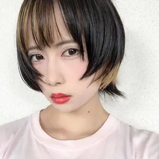 ショート カラー ヘアアレンジ 美髪矯正 韓国レイヤーのヘアスタイル