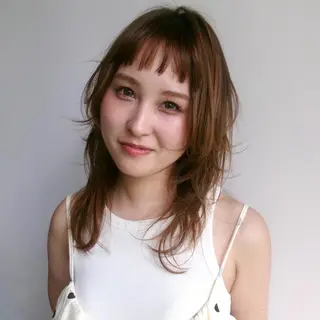 セミロング カラー 伊藤ほのか/パーマ /酸性ストレートのヘアスタイル