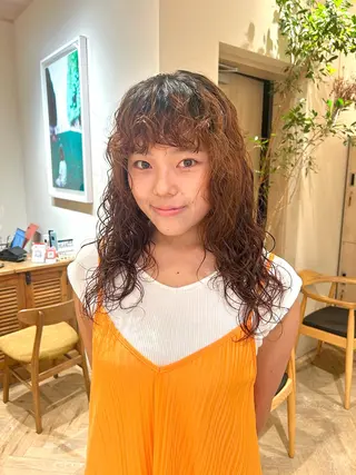 ロング パーマ 大山杏奈/ショート ボブ/カットモデルのヘアスタイル