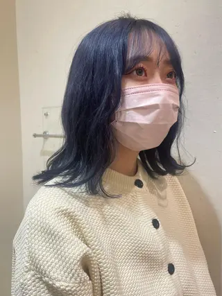ミディアム カラー 💙韓国レイヤー 寒色カラー💙のヘアスタイル