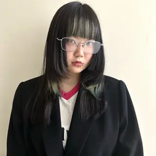 セミロング カラー 顔周りデザイン/ ハイトーン/多田悠馬のヘアスタイル