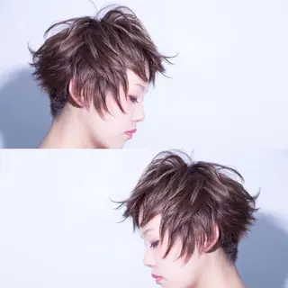 ショート カラー 髪質改善 艶髪🔵フセナオヤのヘアスタイル