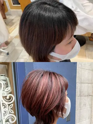 ミディアム カラー 馬場智哉 白髪ぼかしハイライトのヘアスタイル