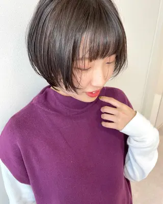 ミディアム カラー 緒方リエ 時短ショート・ボブのヘアスタイル