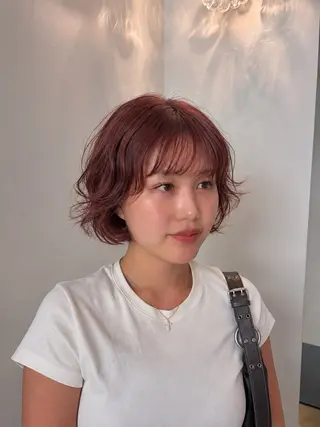 ショート カラー パーマ ヒナ/酸性ストレート /髪質改善のヘアスタイル
