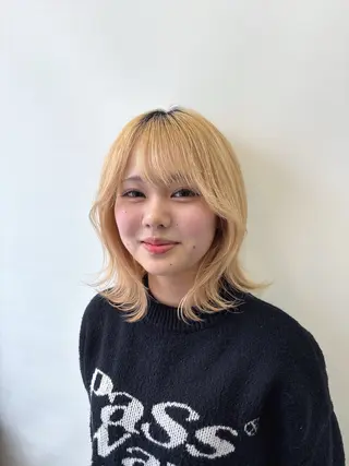 ミディアム 人気サロン縮毛矯正 ボブカットカラーのヘアスタイル
