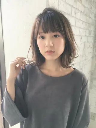 ミディアム パーマ 韓国風/髪質改善/ ナガヤアキラのヘアスタイル