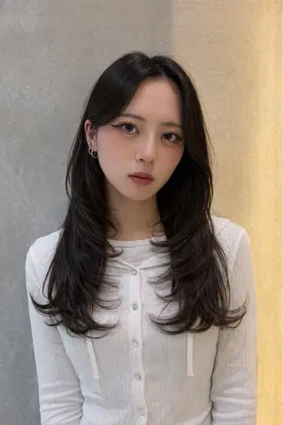 セミロング 小顔レイヤー/顔周り 艶髪カラー/金山のヘアスタイル