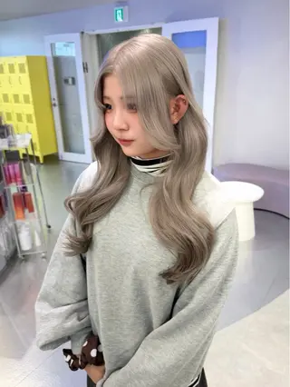 ロング カラー RIHO🎀栄 ハイトーン×顔周りのヘアスタイル