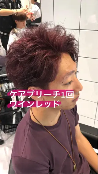 ショート カラー メンズ センターパート/毛 流れ/パーマ特化のヘアスタイル