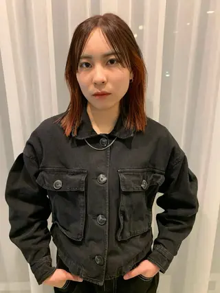 ミディアム カラー オカモト ハルカのヘアスタイル
