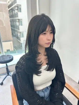 ロング カラー パーマ ヘアアレンジ メンズ キッズ 🤍レイヤーカット/ 透明感カラー🤍のヘアスタイル