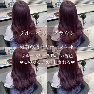 ロング カラー ラベンダー💜 グレージュ🩶のヘアスタイル