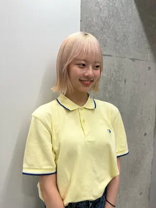 ミディアム ブリーチなしダブル ブリーチカラー優海のヘアスタイル