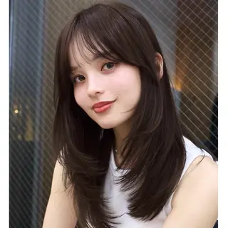 セミロング カラー 似合わせレイヤー/ 透明感カラーのヘアスタイル