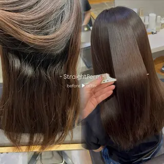 ロング オリーブカラー/ 縮毛矯正 マナミ🎀のヘアスタイル
