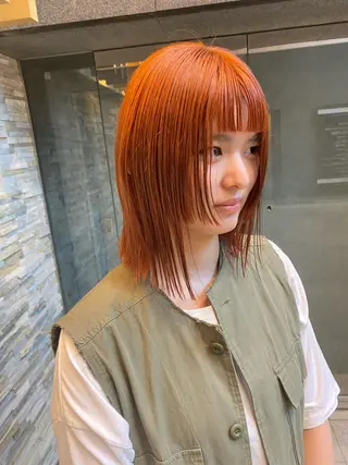 ミディアム デザインカラー/ボブ ブリーチカラー/ユリのヘアスタイル