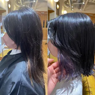 ミディアム カラー パーマ ヘアアレンジ 【暗め透明感カラー】 【インナー】小島良太のヘアスタイル