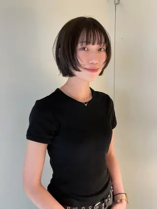 ショート カラー パーマ 艶ブラウン／ラフボブ 🪶表参道／remiのヘアスタイル