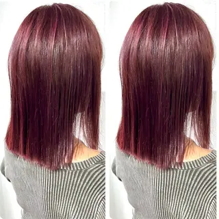 ミディアム カラー 切っぱなし💇‍♀️ イヤリング🎨龍之介のヘアスタイル